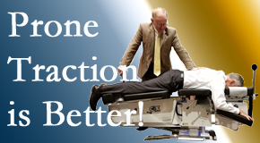 Augusta spinal traction applied lying face down – prone – is best according to the latest research. Visit Lombardy Chiropractic Clinic.