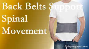 Lombardy Chiropractic Clinic offers backing for the benefit of back belts for back pain sufferers as they resume activities of daily living.