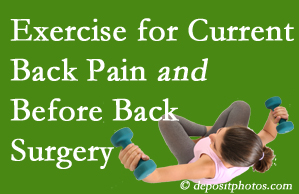 Augusta exercise benefits patients with non-specific back pain and pre-back surgery patients though it is not often prescribed as much as opioids.