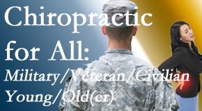 Lombardy Chiropractic Clinic provides back pain relief to civilian and military/veteran sufferers and young and old sufferers alike!