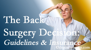 Lombardy Chiropractic Clinic notes that back pain sufferers may choose their back pain treatment option based on insurance coverage. If insurance pays for back surgery, will you choose that? 