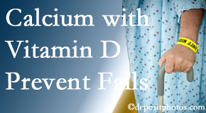 Calcium and vitamin D supplementation may be recommended to Augusta chiropractic patients who are at risk of falling.