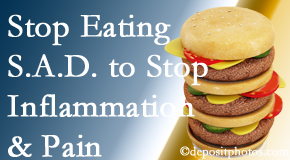 Augusta chiropractic patients do well to avoid the S.A.D. diet to decrease inflammation and pain.