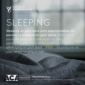 Lombardy Chiropractic Clinic recommends putting a pillow under your knees when sleeping on your back.